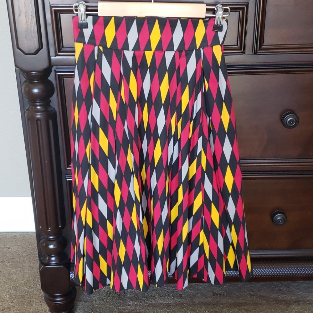 Pinup couture red house harlequin long jun skirt